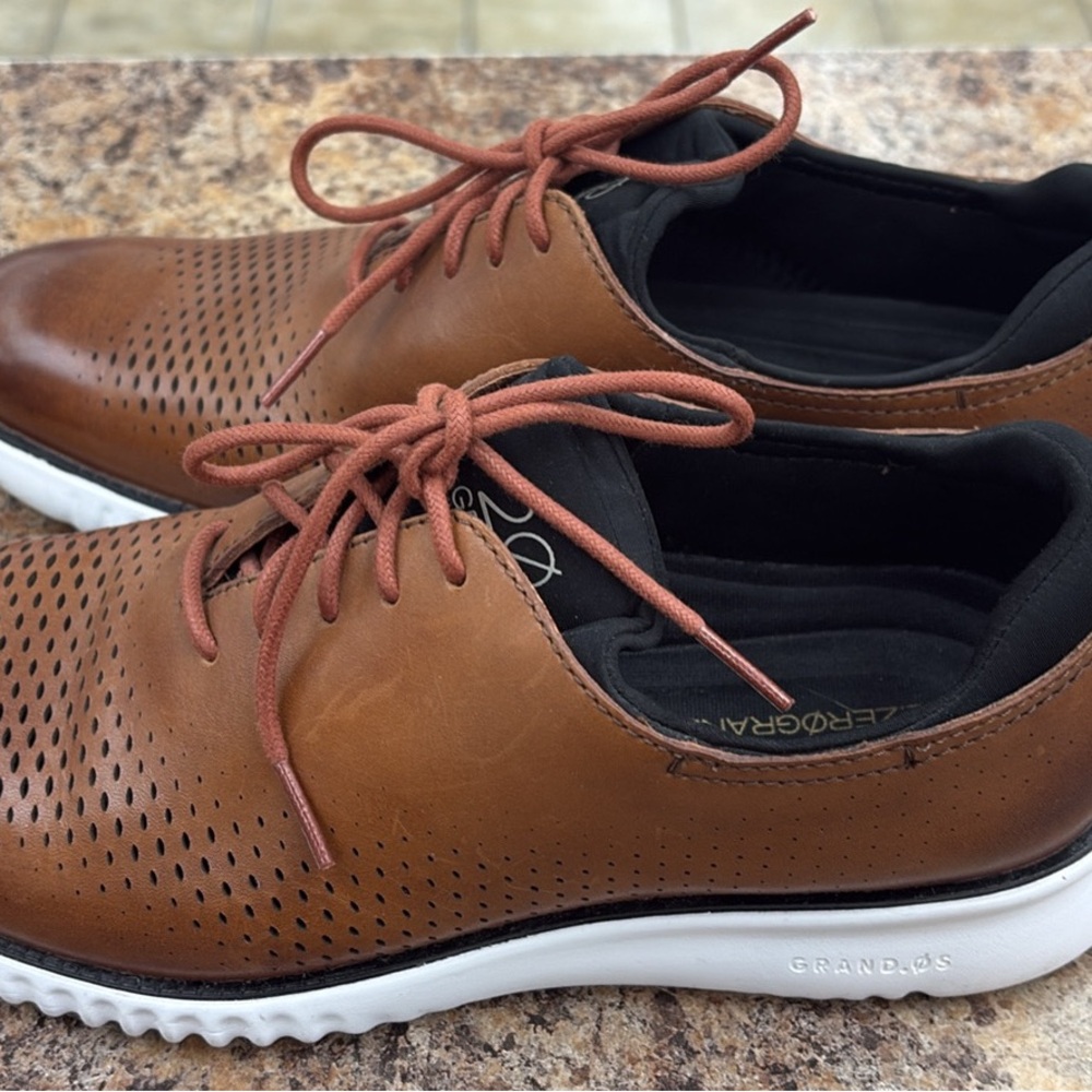 Cole Haan Men's Tan Perforated Oxfords